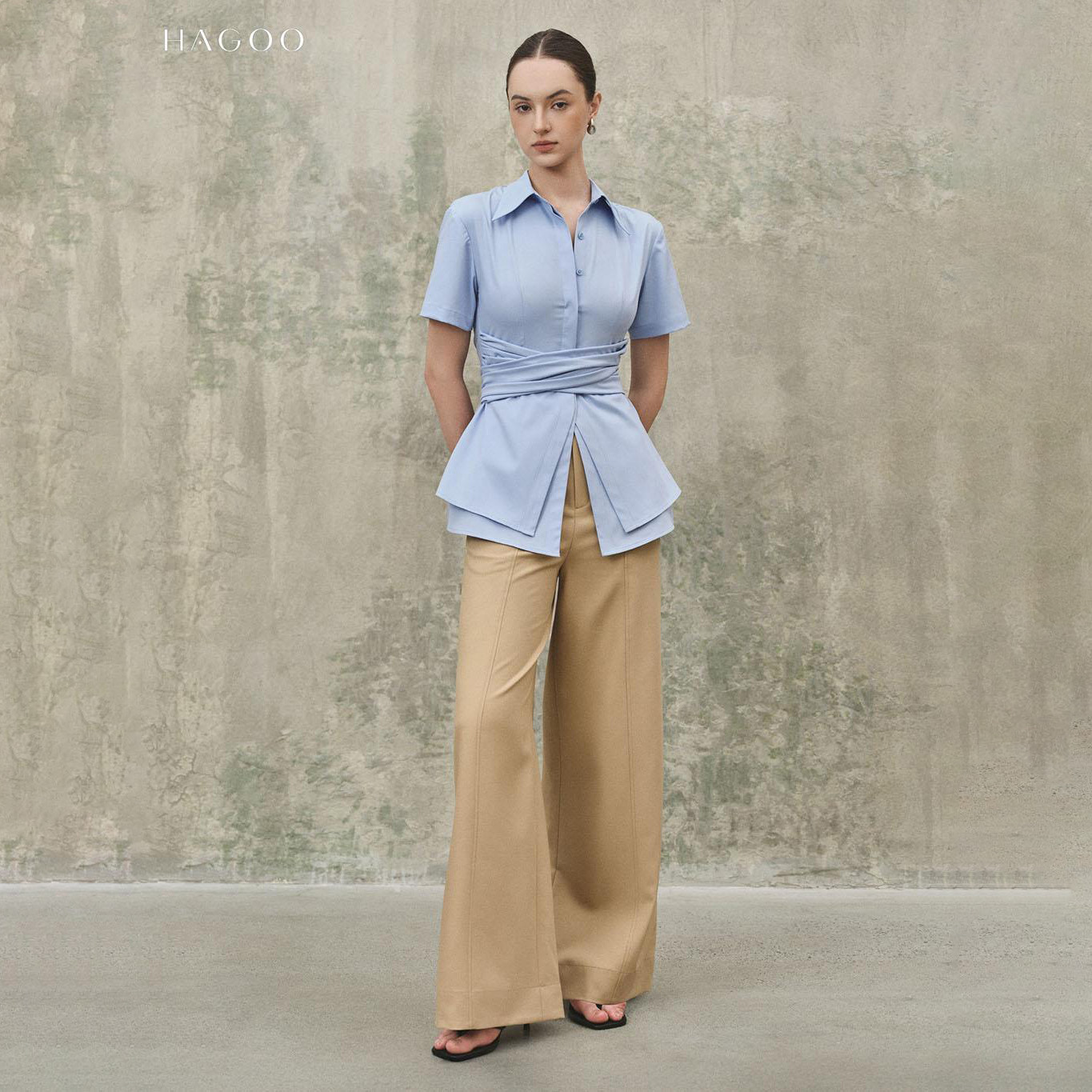 Straight leg pants with matching pants