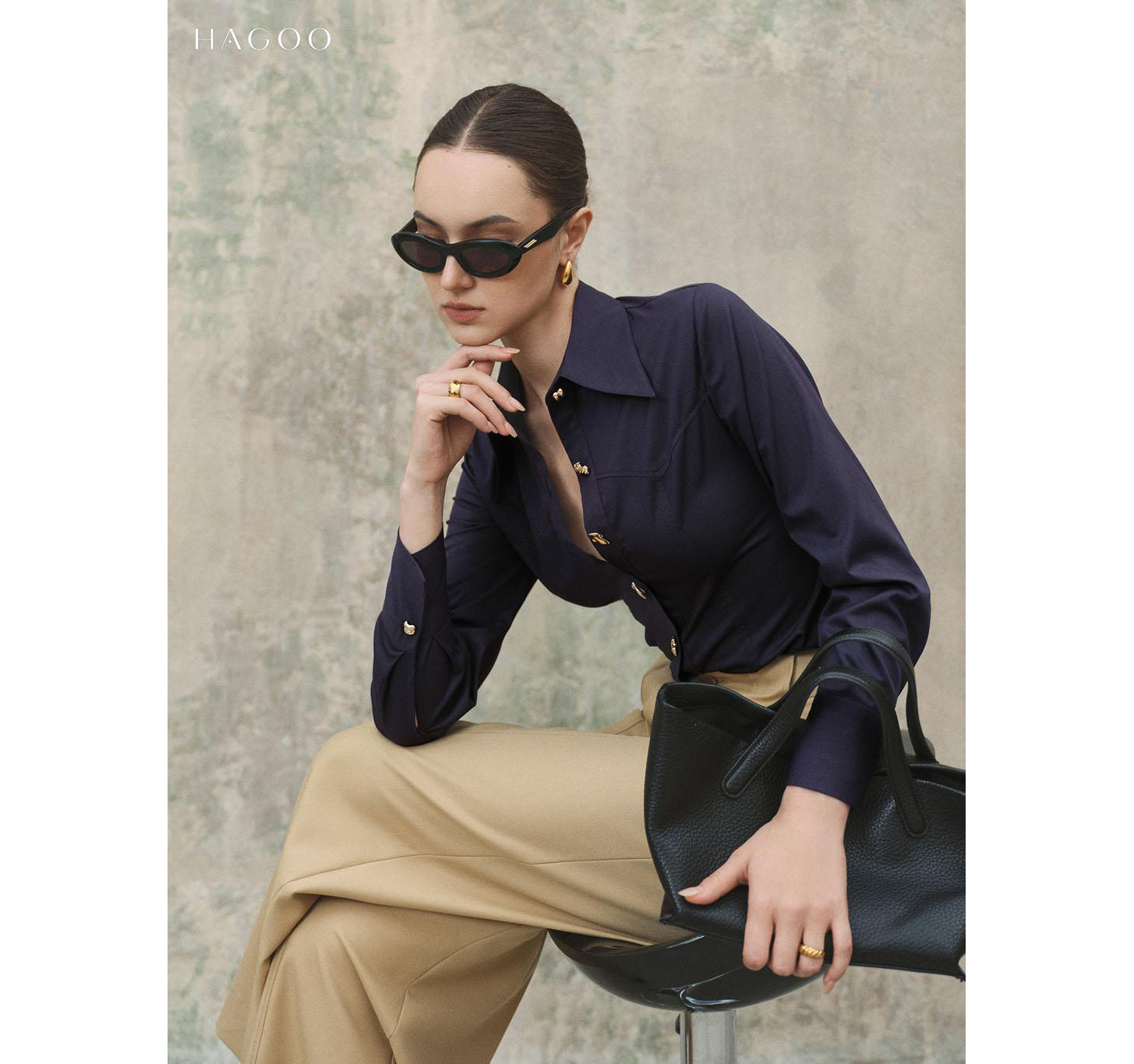 Decorative button down shirt with back slit