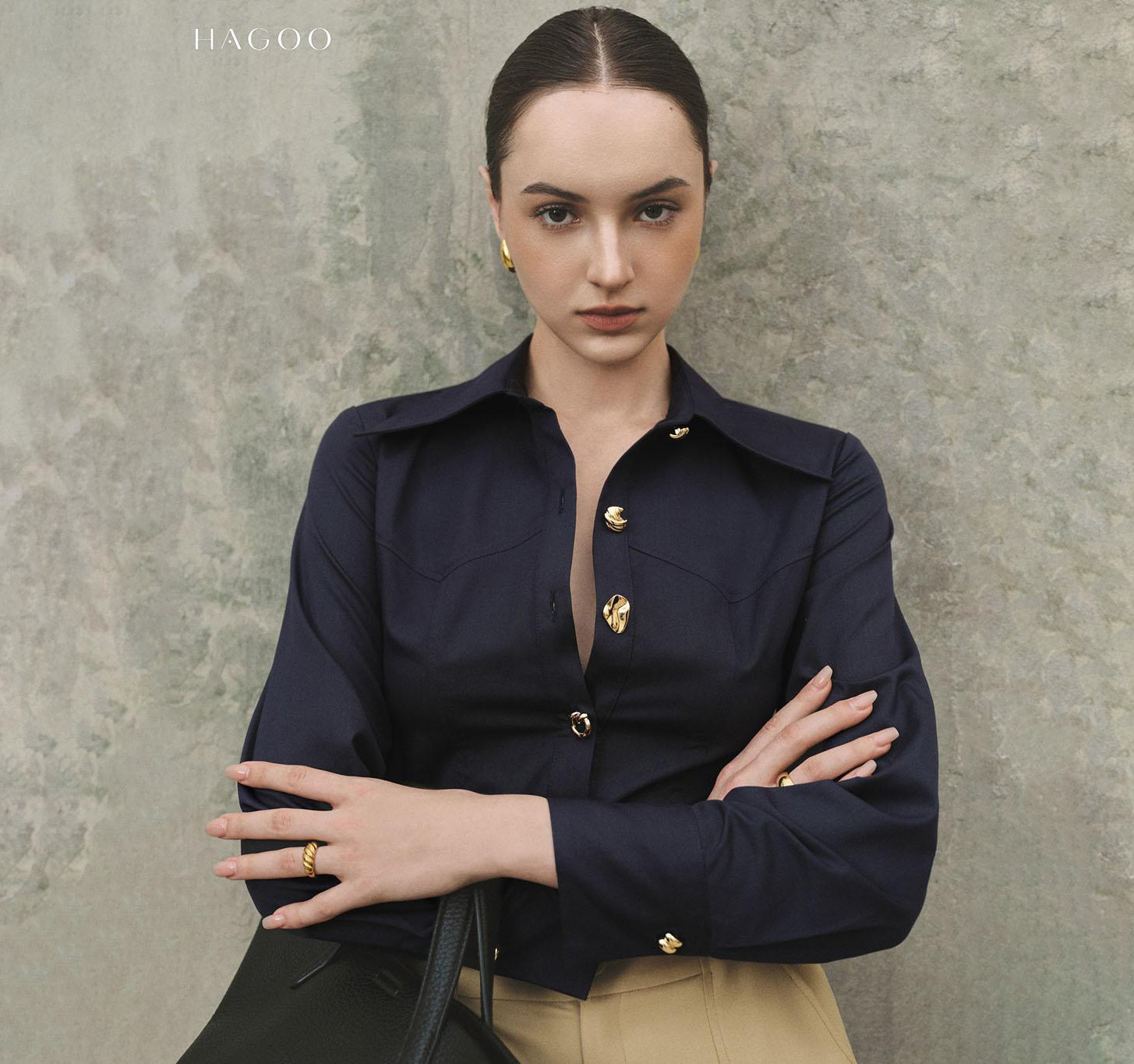 Decorative button down shirt with back slit